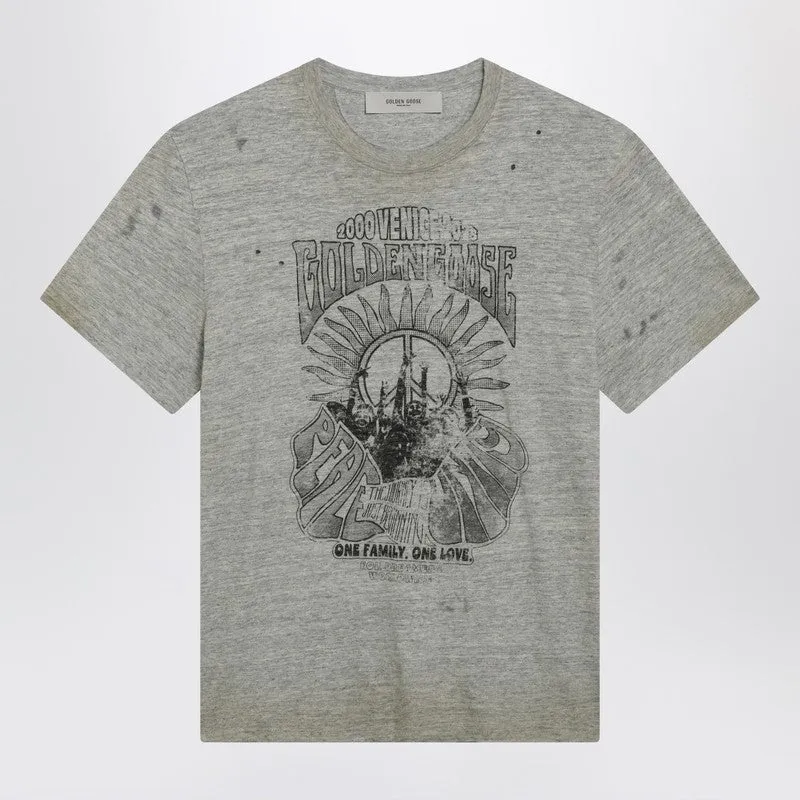 Grey Vintage-Effect T-Shirt With Print made by Golden Goose