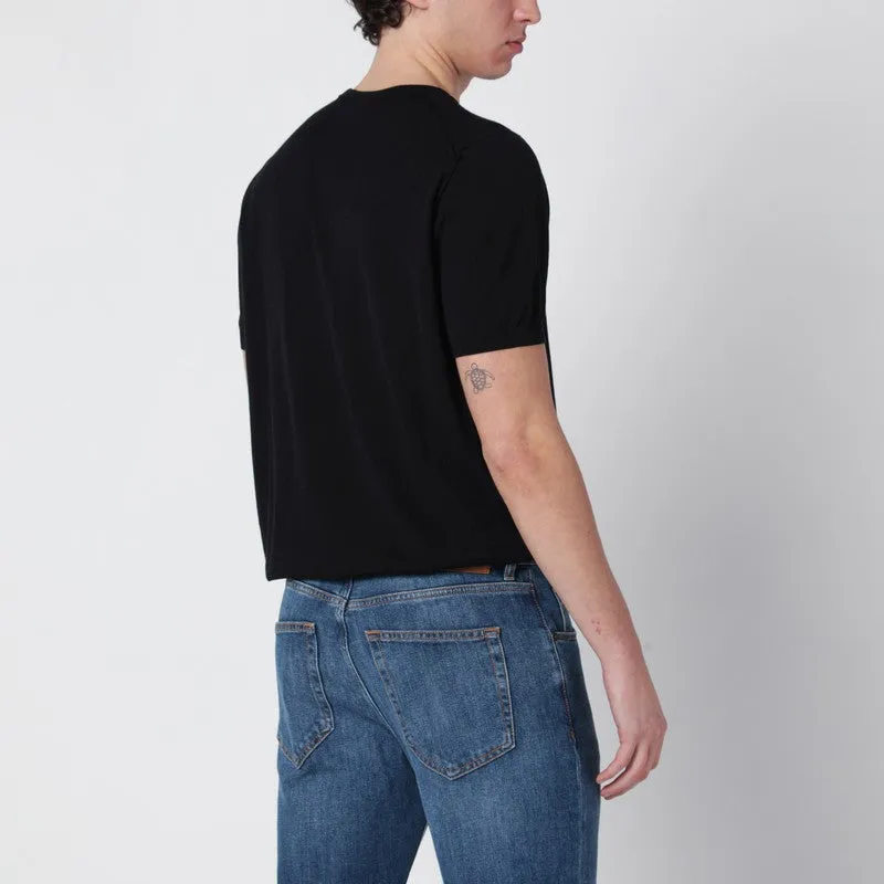 Black Cotton Crewneck Sweater sold by Wanan Luxury product image thumbnail 2