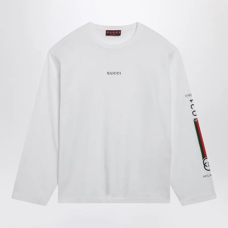 White Long-Sleeve T-Shirt With Logo sold by Wanan Luxury