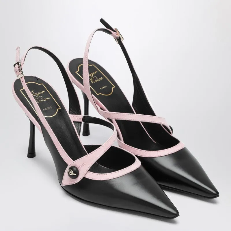 Black/Pink Vivier Slingback Pumps sold by Wanan Luxury