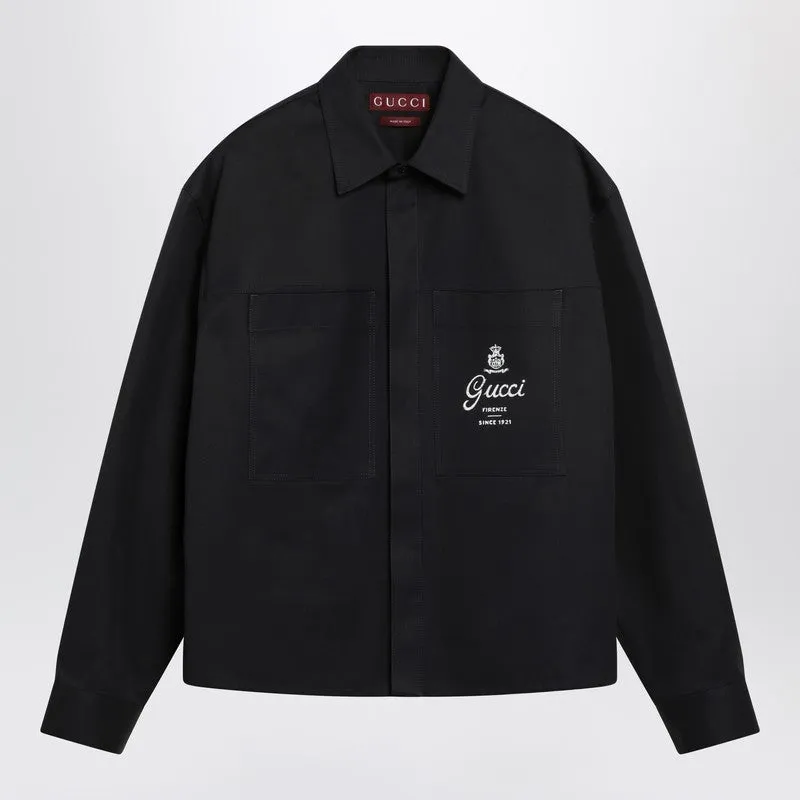 Ink Blue Printed Cotton Twill Shirt sold by Wanan Luxury