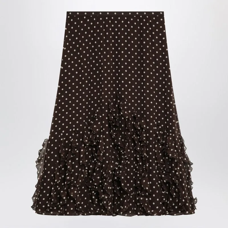 Brown Silk Skirt With Plusdepois Motif made by Valentino Garavani