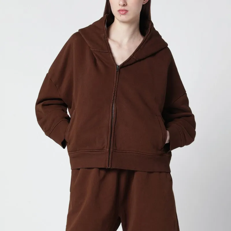 Brown Cotton Zip-Up Sweatshirt made by Entire Studios