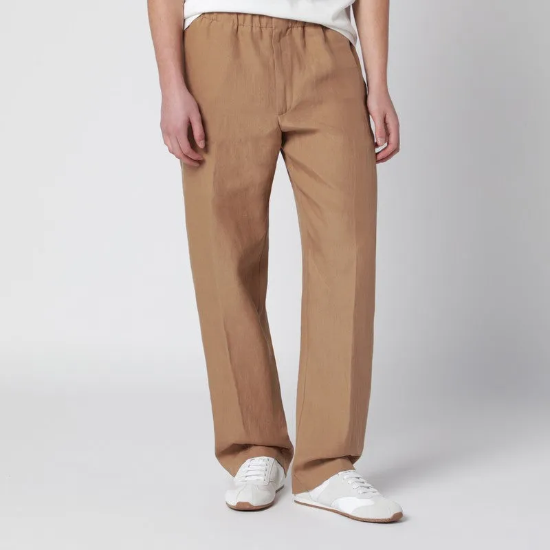 Camel Linen Trousers sold by Wanan Luxury