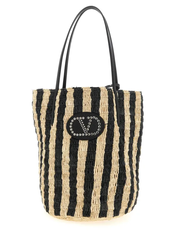 Shopping Valentino Garavani Raffia Tote Bag Black sold by Wanan Luxury