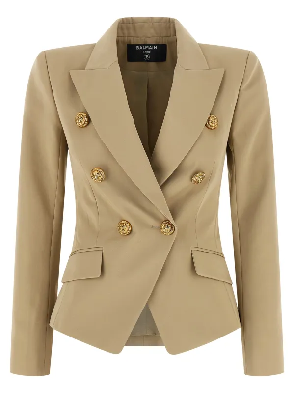 Double-Breasted Blazer Blazers Beige made by Balmain