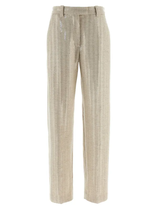 Herringbone Pants Beige made by Brunello Cucinelli