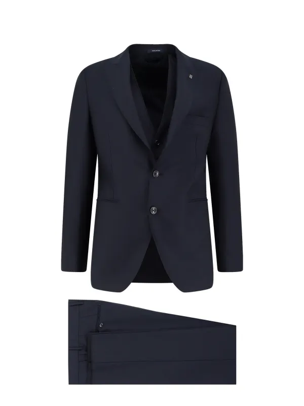 Virgin Wool Suit With Vest made by Tagliatore