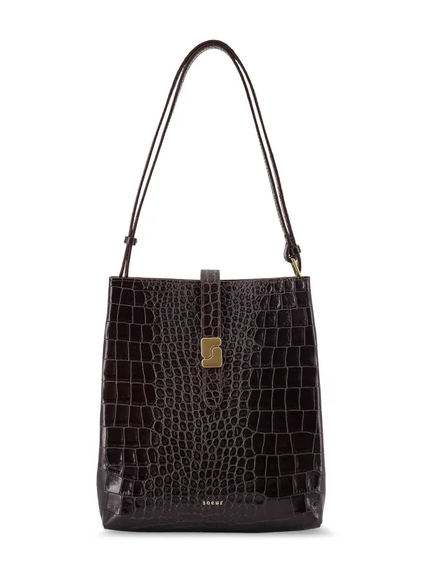 Bello Leather Shoulder Bag With Croco Effect sold by Wanan Luxury