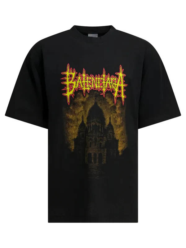 Crew-Neck T-Shirt With Logo T-Shirts Black made by Balenciaga