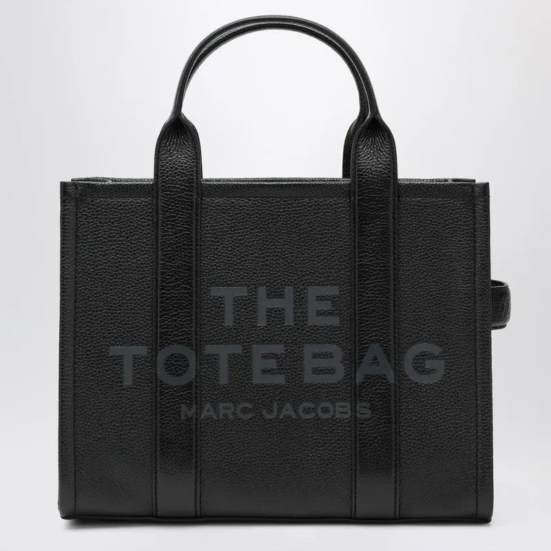 Black Leather The Medium Tote Bag sold by Wanan Luxury