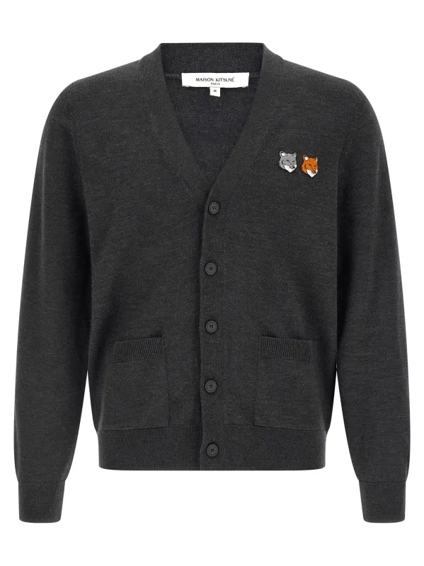 Double Fox Sweaters And Cardigans Gray made by MAISON KITSUNE