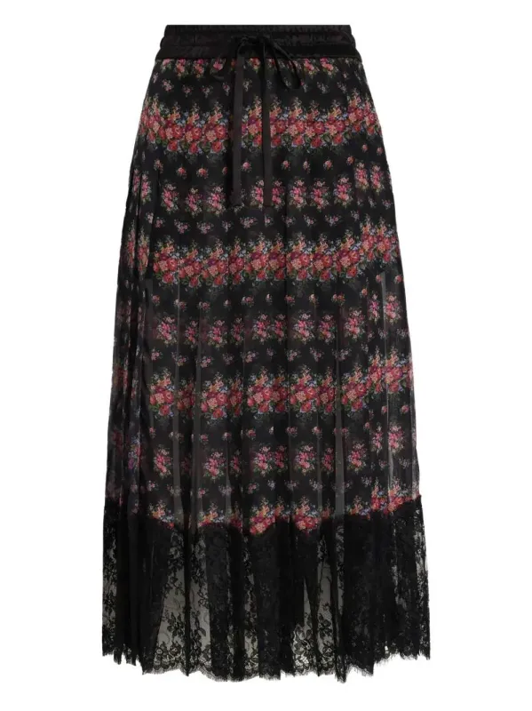 Floral Lace Midi Skirt sold by Wanan Luxury