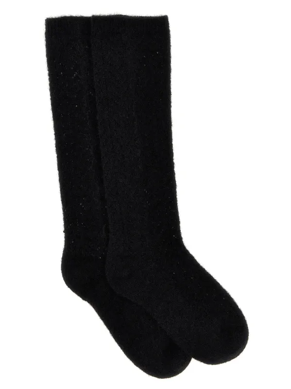 Valentino Garavani Mohair Socks Black sold by Wanan Luxury