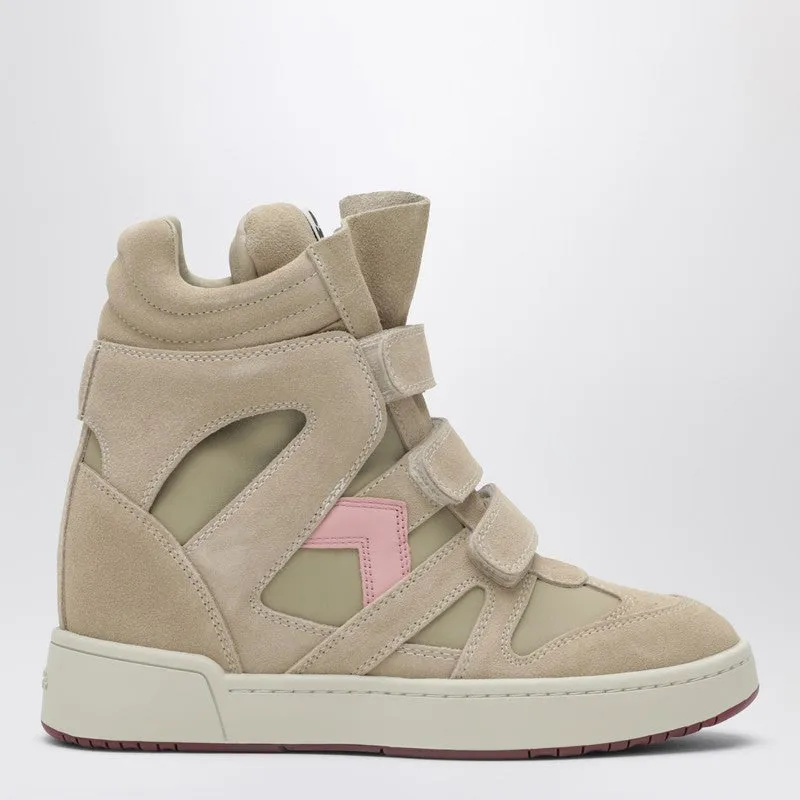 Bekett Wedge Sneakers In Beige/Pink Suede made by Isabel Marant