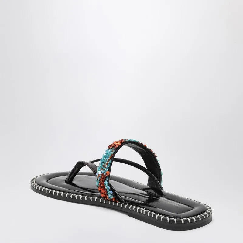 Black Thong Slip-On Sandals With Sequins sold by Wanan Luxury product image thumbnail 2