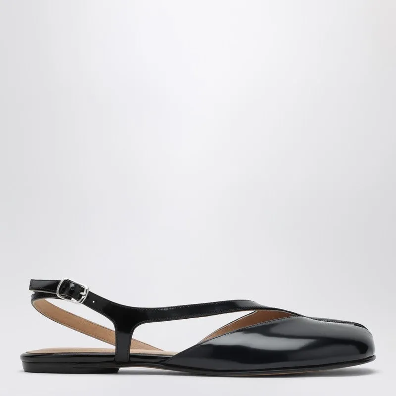 Black Brushed Leather Tabi Slingback Sandals sold by Wanan Luxury