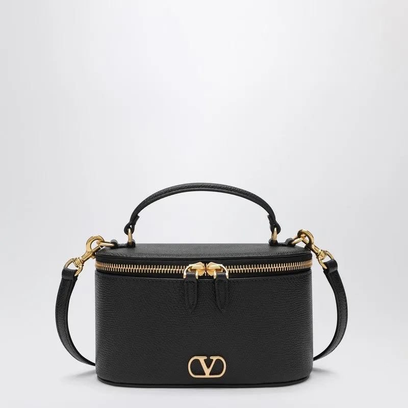 Vlogo Signature Mini Vanity Bag In Black Grained Calfskin sold by Wanan Luxury