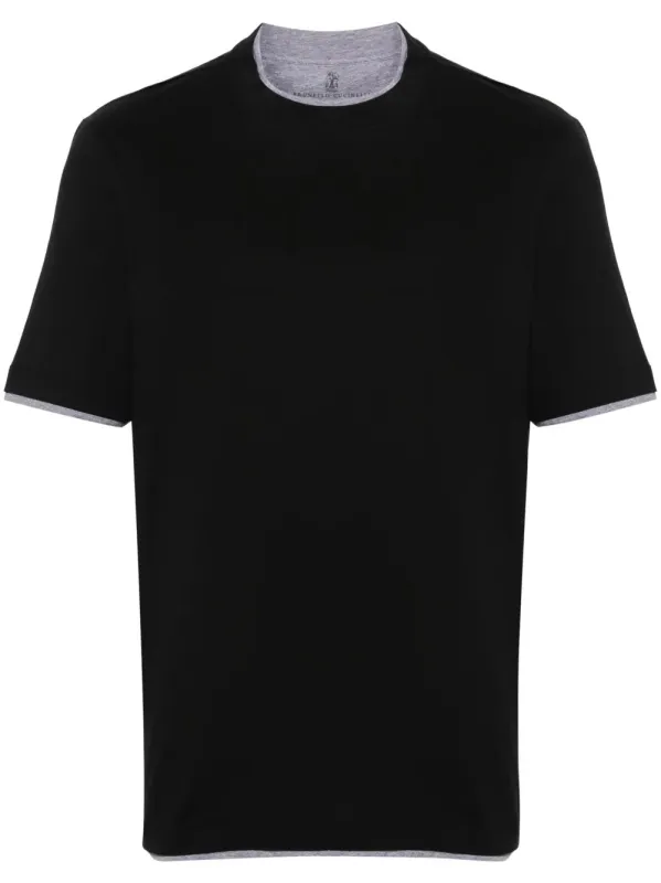 Cotton Jersey Crew Neck T-Shirt With Faux-Layering sold by Wanan Luxury