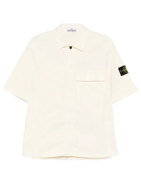 Comfort-Fit Short-Sleeved Cotton Twill Shirt With Pocket made by Stone Island
