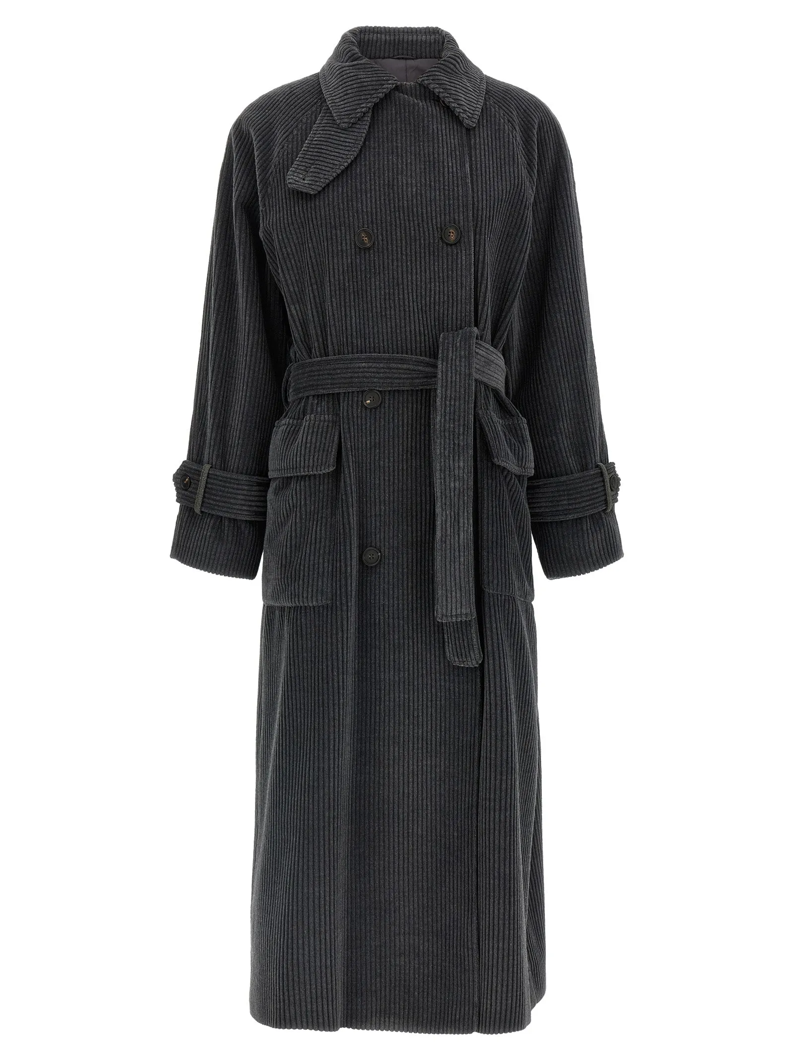 Ribbed Velvet Trench Coat Coats And Trench Coats Gray sold by Wanan Luxury
