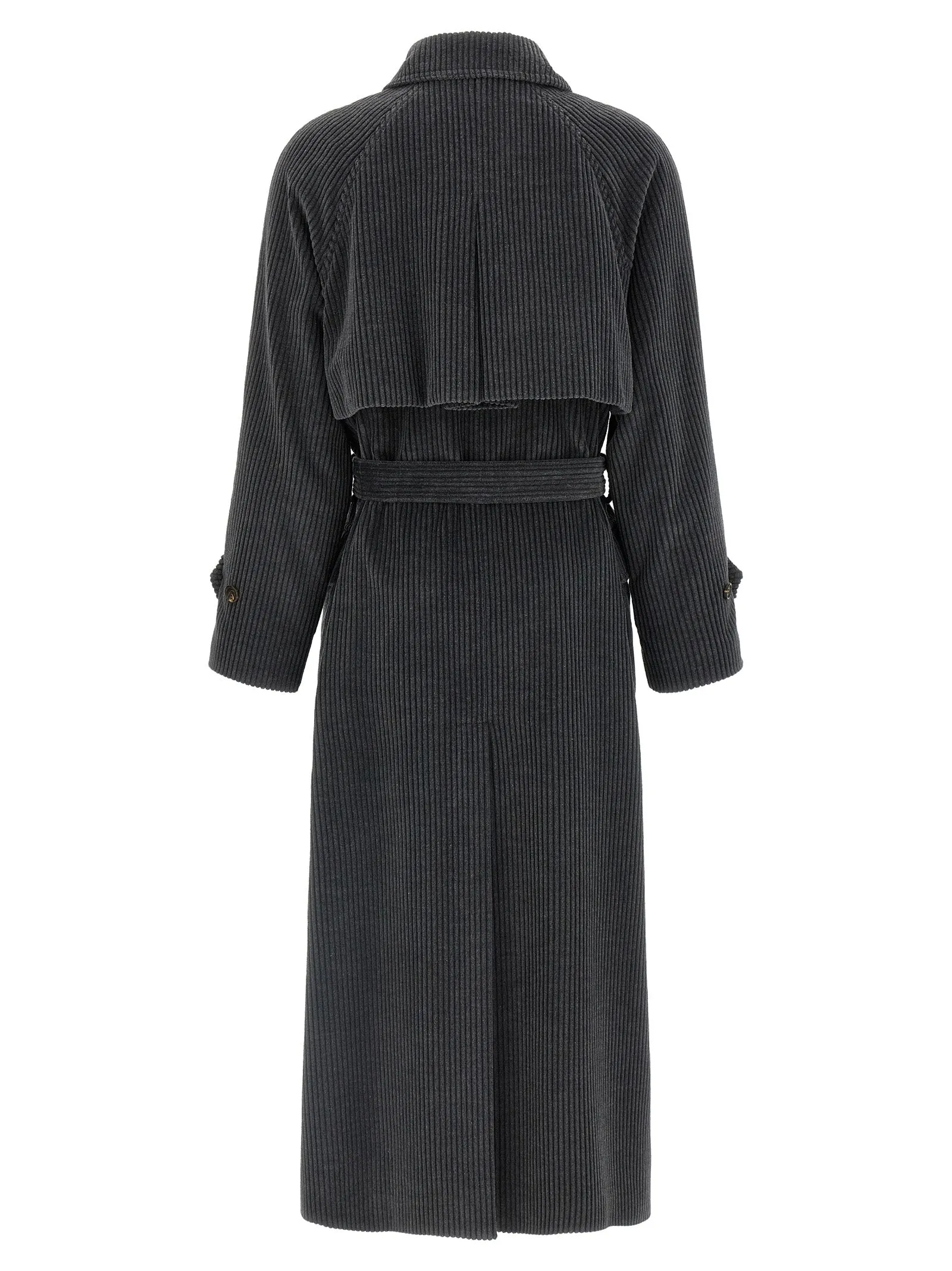 Ribbed Velvet Trench Coat Coats And Trench Coats Gray sold by Wanan Luxury product image thumbnail 2