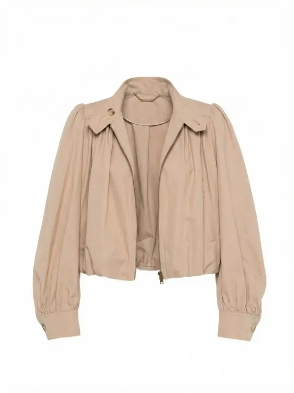 Gathered Boule Jacket In Cotton Canvas sold by Wanan Luxury