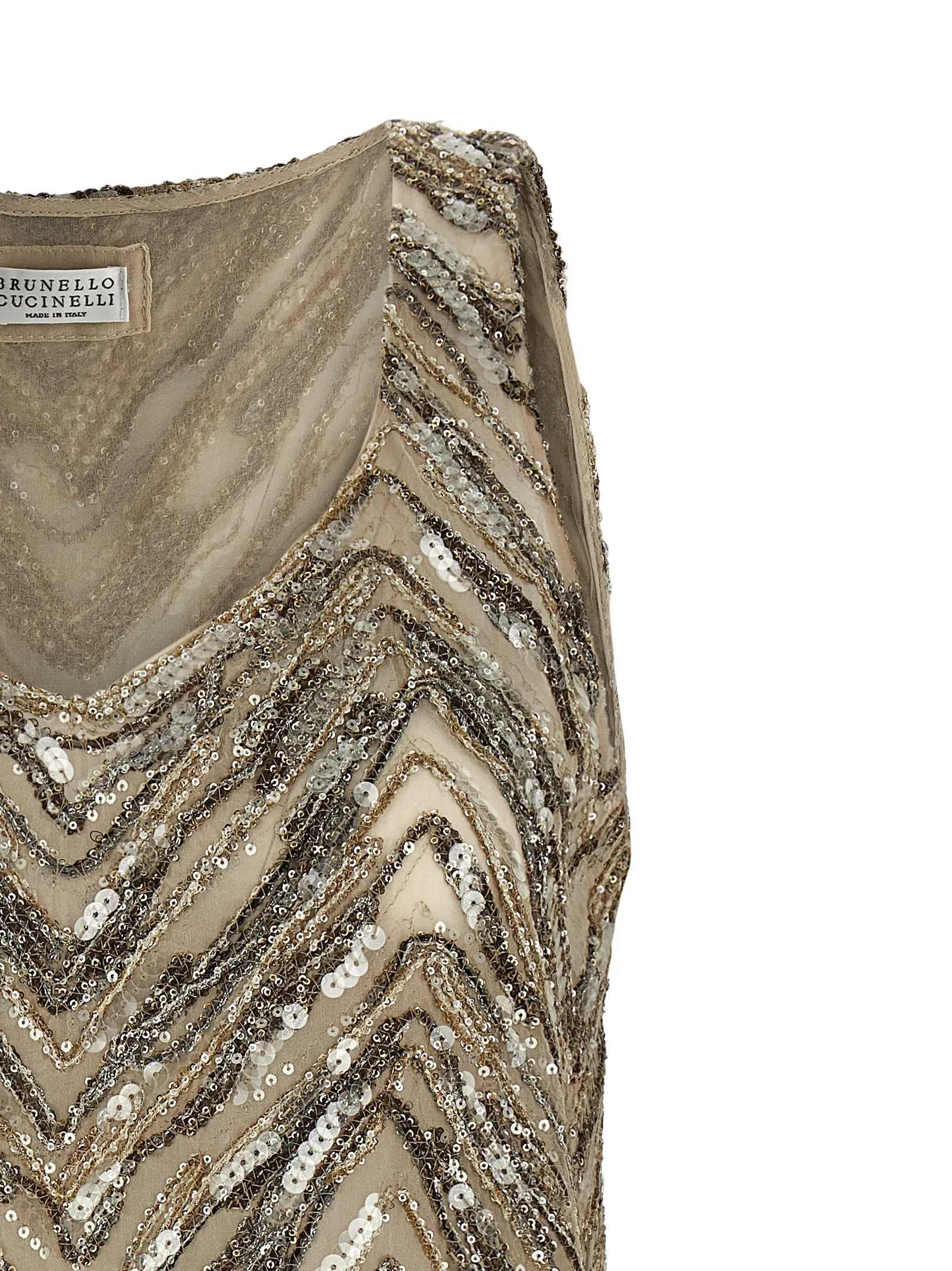 Dazzling Chevron Embroidery Tops Beige sold by Wanan Luxury product image thumbnail 3