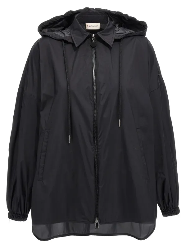 Ruffled Windbreaker Puffer Jackets Black made by Moncler