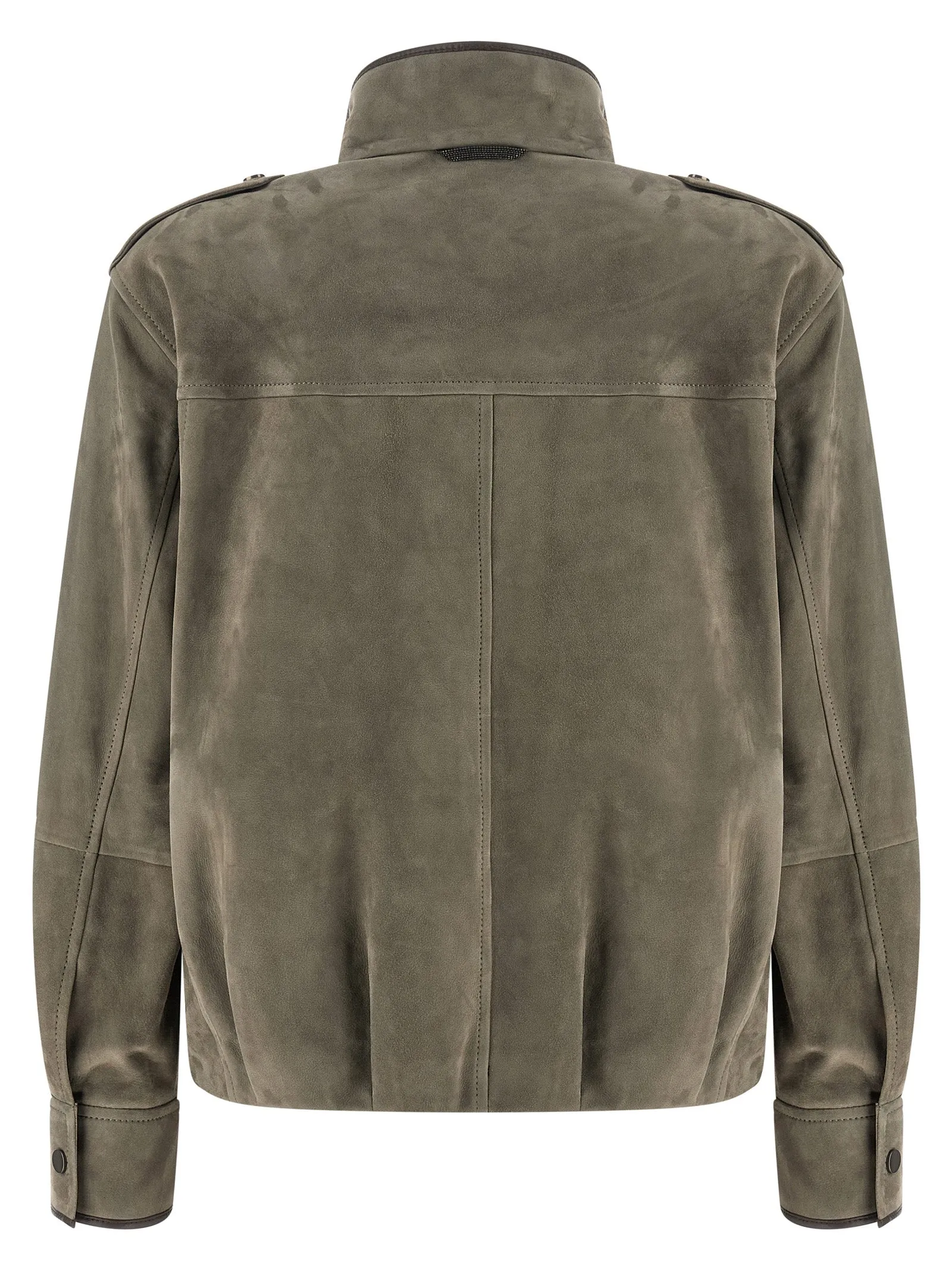 Couture Suede Jacket Puffer Jackets Gray sold by Wanan Luxury product image thumbnail 2