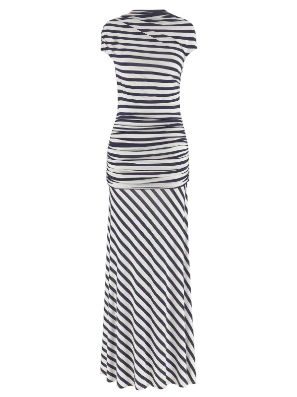 Navy Stripe Jersey Maxi Dresses Blue sold by Wanan Luxury