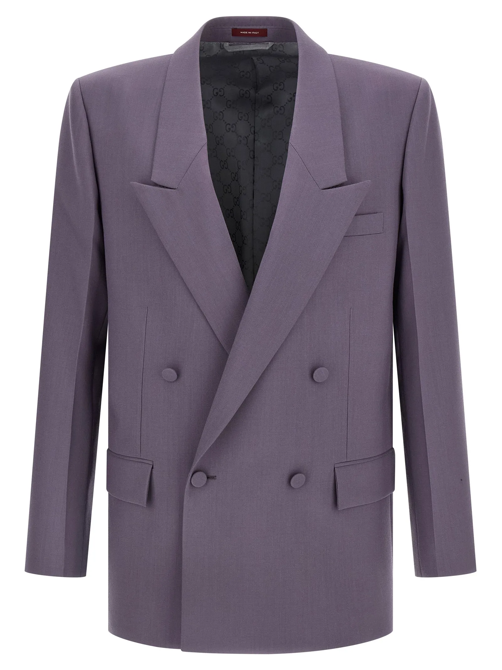 Double-Breasted Wool Blazer Purple sold by Wanan Luxury