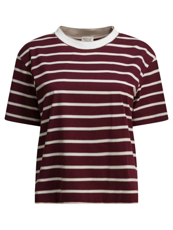 Crew-Neck T-Shirt T-Shirts Bordeaux made by Brunello Cucinelli