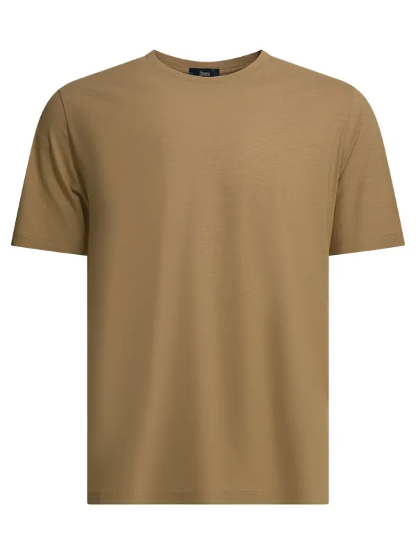 Crew-Neck T-Shirt T-Shirts Brown made by Herno