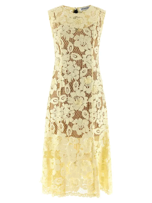 Yellow Crochet Lace Dresses Yellow sold by Wanan Luxury
