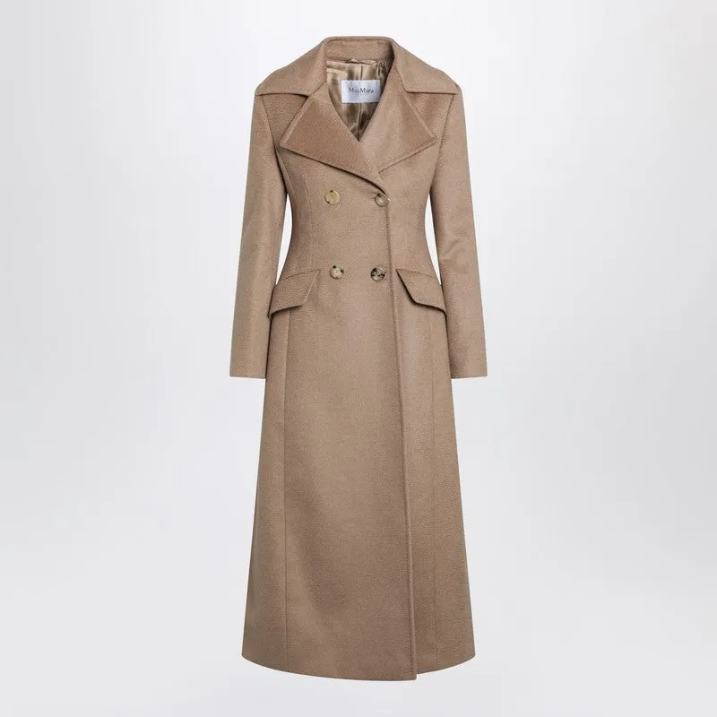 Camel Long Double-Breasted Coat sold by Wanan Luxury