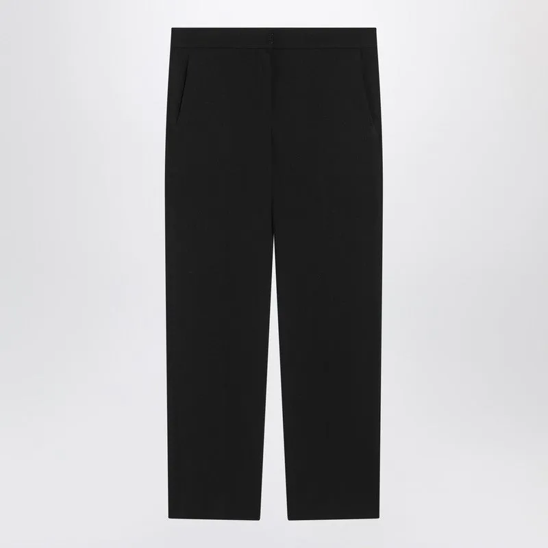 Black Slim Gabardine Trousers sold by Wanan Luxury