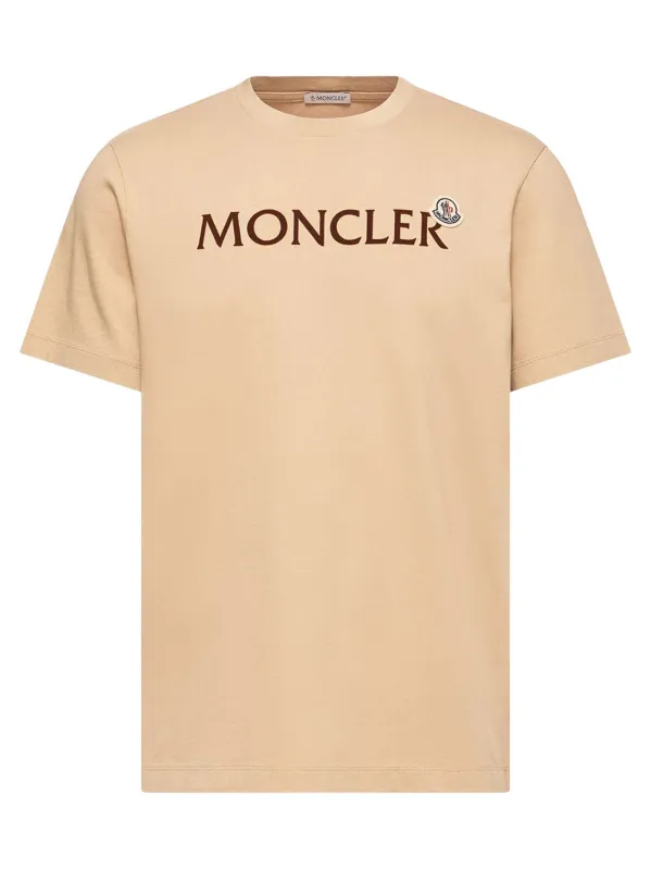 Flocked Logo Cotton T-Shirt made by Moncler