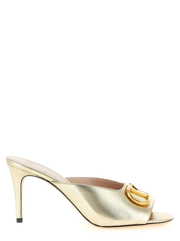 Valentino Garavani Vlogo Signature Sandals Gold sold by Wanan Luxury