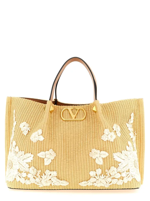 Shopping Valentino Garavani Medium Raffia Tote Bag Beige sold by Wanan Luxury