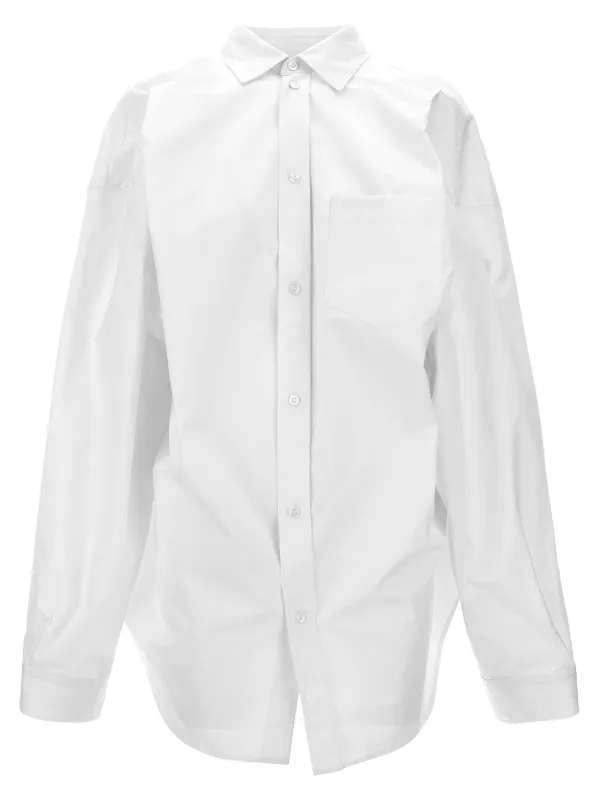 Asymmetric Shirt With Logo Embroidery Shirt And Blouse White made by Balenciaga
