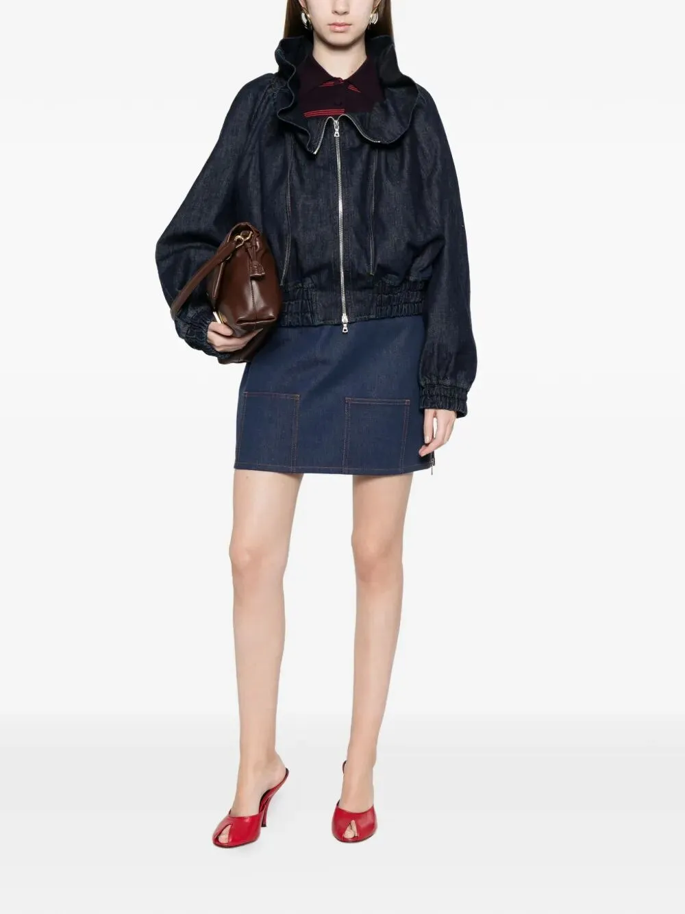 Denim Mini Skirt Reverse Ff sold by Wanan Luxury product image thumbnail 4