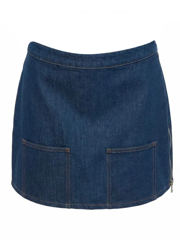 Denim Mini Skirt Reverse Ff sold by Wanan Luxury