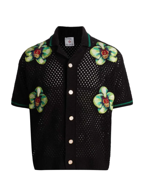 Glitch Orchid Embroidered Crochet T-Shirt sold by Wanan Luxury