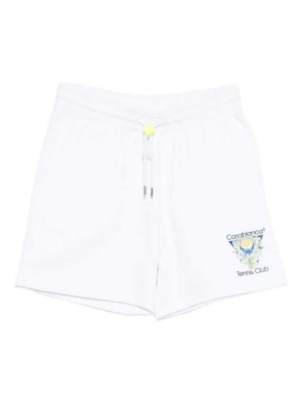 Men`S White Cotton Loopback Shorts made by Casablanca