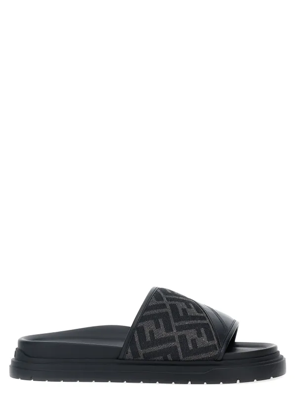Fendi Diagonal Sandals Black sold by Wanan Luxury