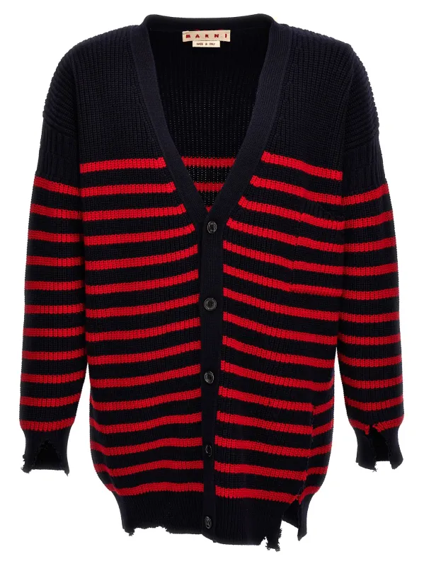Destroyed Effect Striped Cardigan Sweaters And Cardigans Multicolor sold by Wanan Luxury