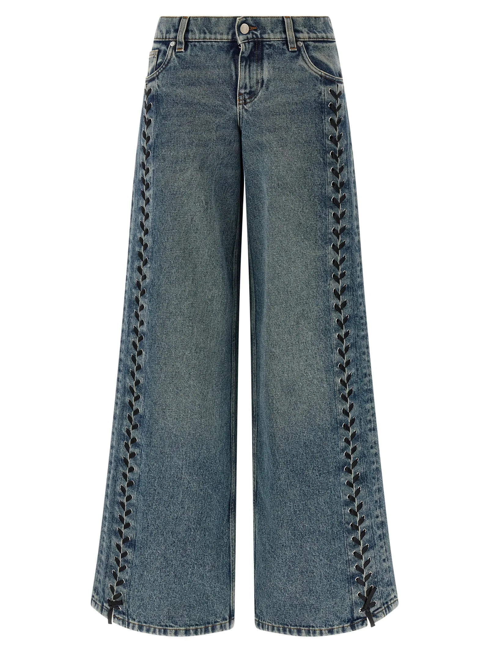 Lace-Up Jeans Blue sold by Wanan Luxury
