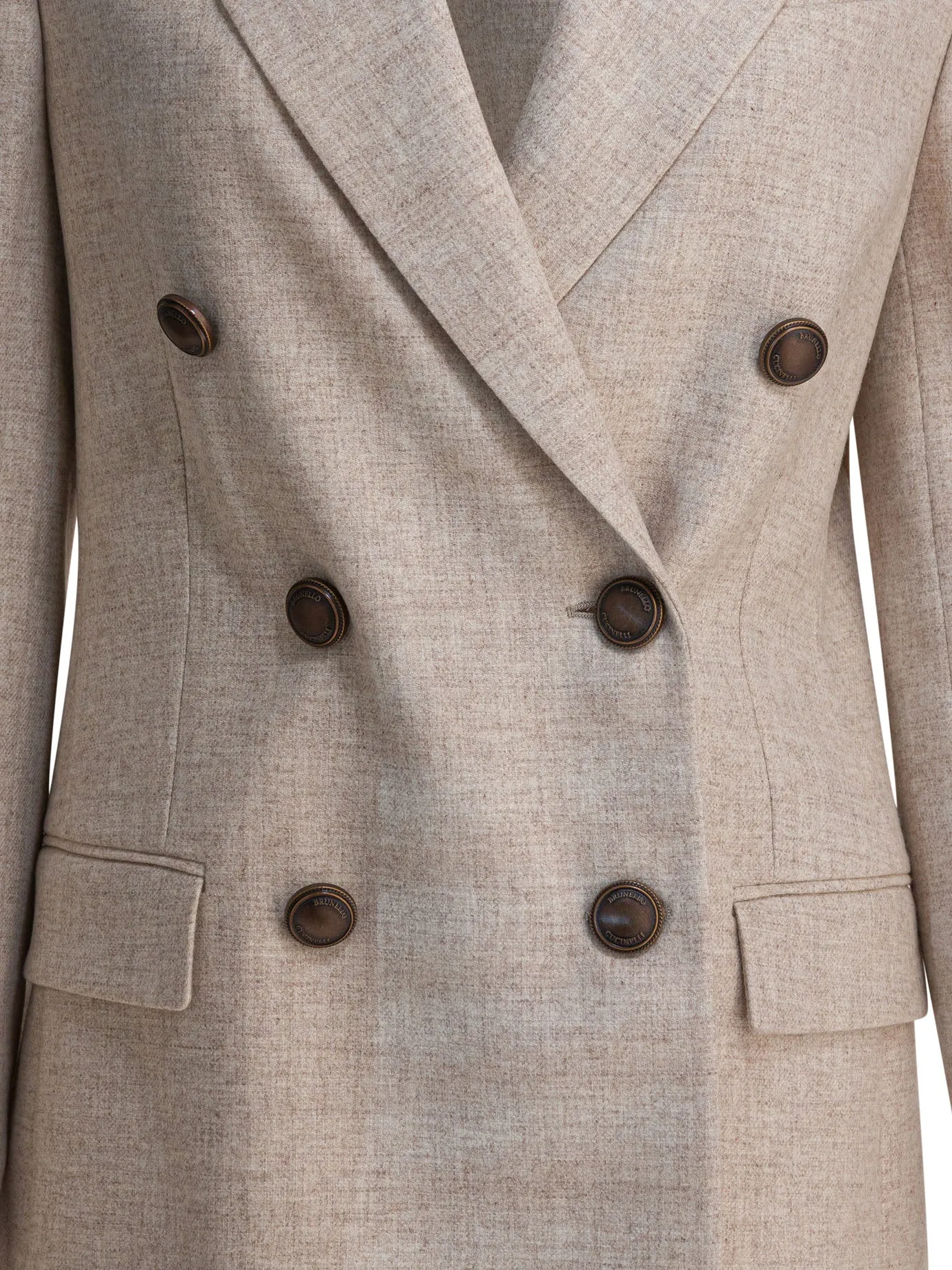 Wool And Cashmere Twill Flannel Blazer Jackets And Coats Beige sold by Wanan Luxury product image thumbnail 3