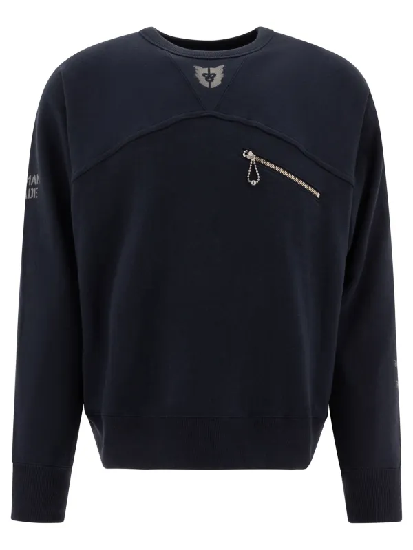 Sweatshirt With Zipper Detail Sweatshirts Blue sold by Wanan Luxury